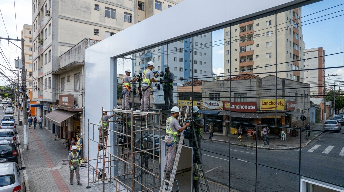 Fachada espelhada em esquina em Maringá-PR